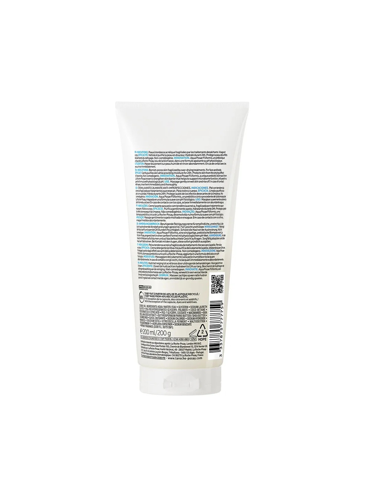 La Roche-Posay Iso-biome Crème lavante apaisante anti-imperfections 200 ml