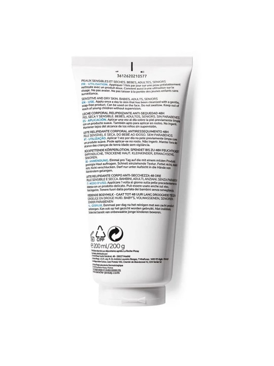 La Roche-Posay Lipikar Lait corps hydratant Peaux Seches Et Sensibles 200ml