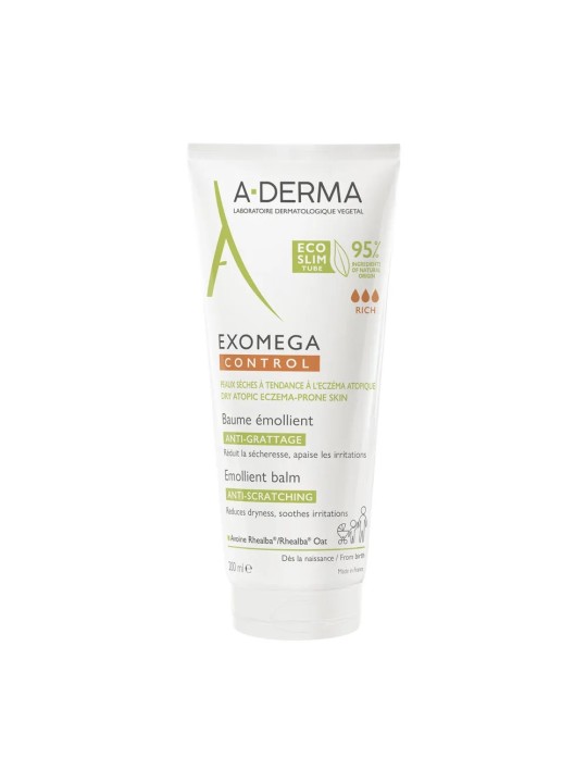 A-Derma Exomega Control Baume Emollient Anti-grattage Peaux sèches à tendance à l'eczéma atopique 200ml