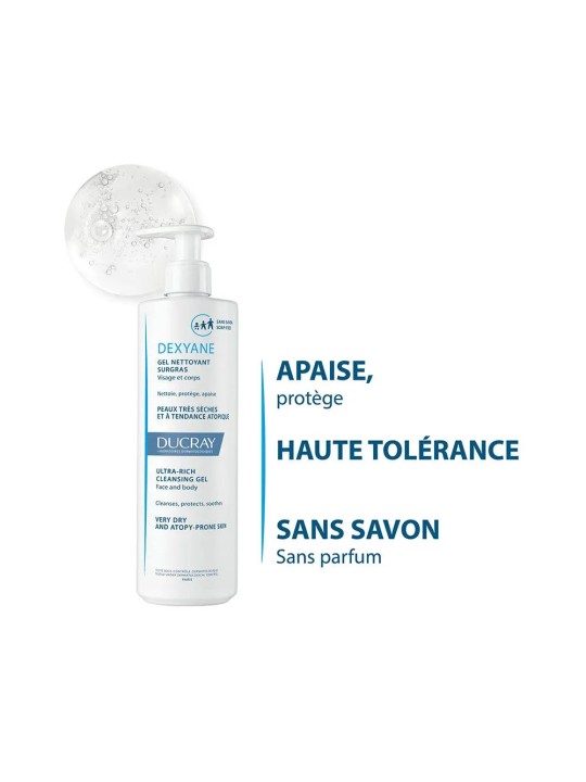 Ducray Dexyane Gel Nettoyant Surgras Visage Et Corps Peaux Tres Seches A Tendance Atopique 400ml