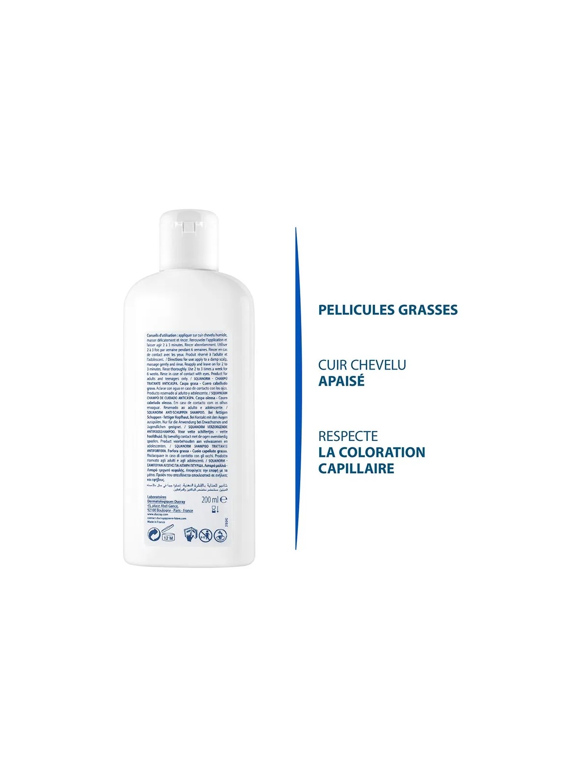 Ducray Squanorm Shampooing Traitant Antipelliculaire Pellicules Grasses 200ml