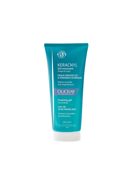 Ducray Keracnyl Gel moussant Nettoyant visage peau grasse 200ml