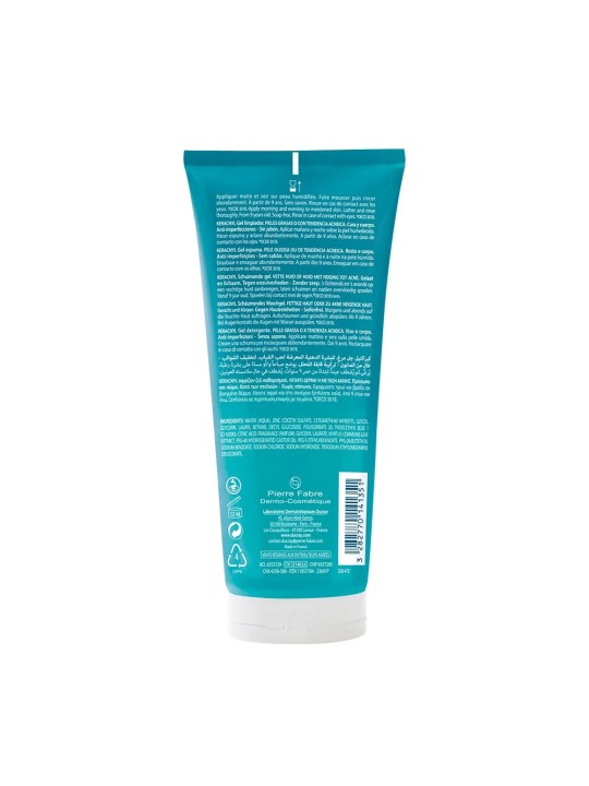 Ducray Keracnyl Gel moussant Nettoyant visage peau grasse 200ml