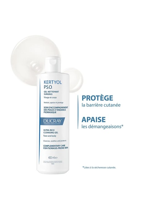 Ducray Kertyol P.S.O Gel Nettoyant Surgras Peaux Psoriasiques 400ml