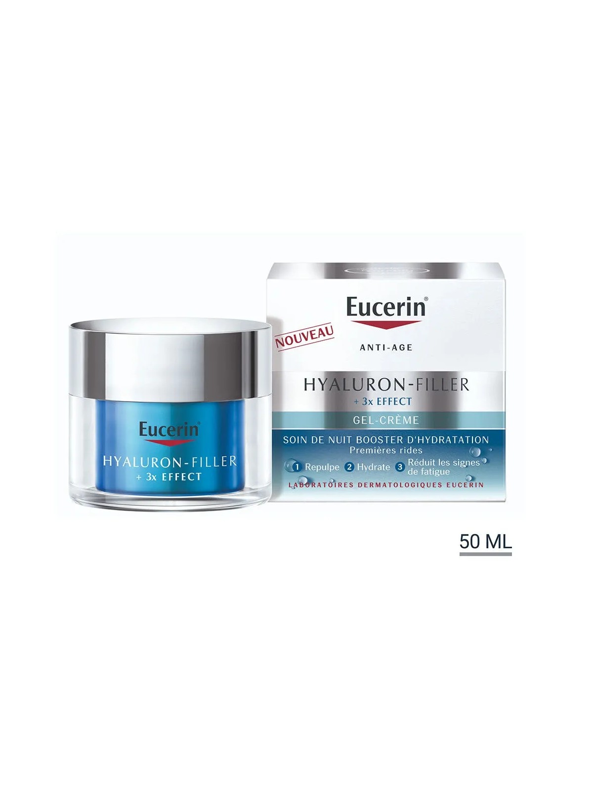 Eucerin Hyaluron-Filler + 3x Effect Soin de Nuit Booster d'Hydratation 50ml