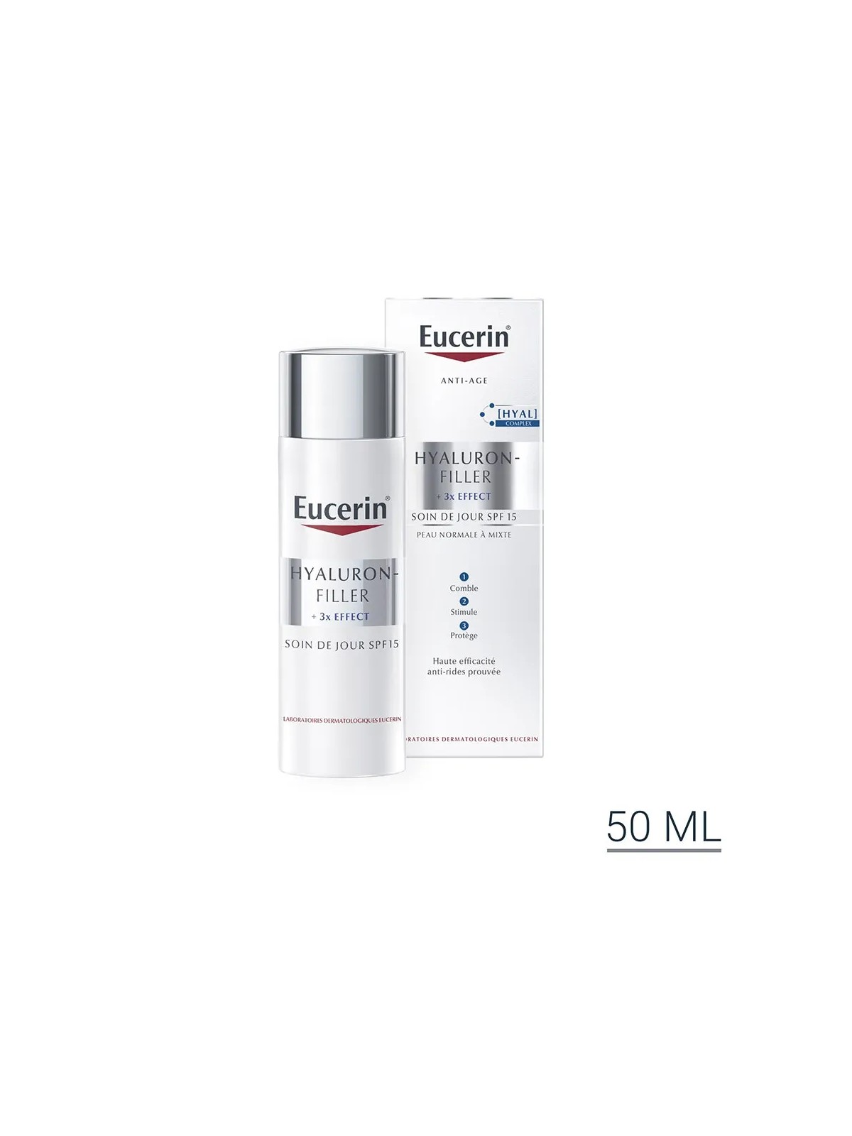 Eucerin Hyaluron-Filler + 3x Effect Soin de Jour Peau normale à mixte SPF15 +3x Effect 50ml