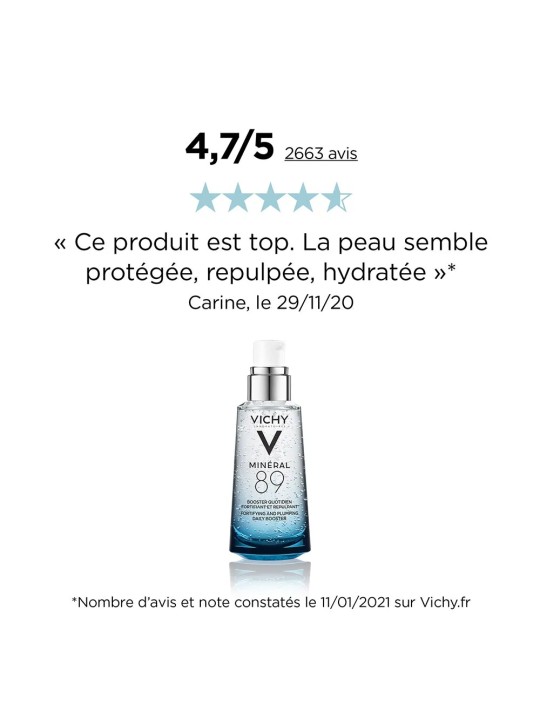 Vichy Mineral 89 Sérum Booster quotidien fortifiant et repulpant à l'acide hyaluronique 50ml