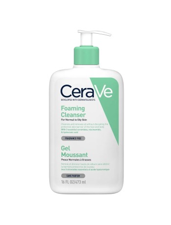 Cerave Cleanse Visage Gel Moussant Visage Et Cou Peaux Normales A Grasses 473 ml