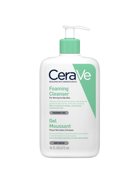 Cerave Cleanse Visage Gel Moussant Visage Et Cou Peaux Normales A Grasses 473 ml