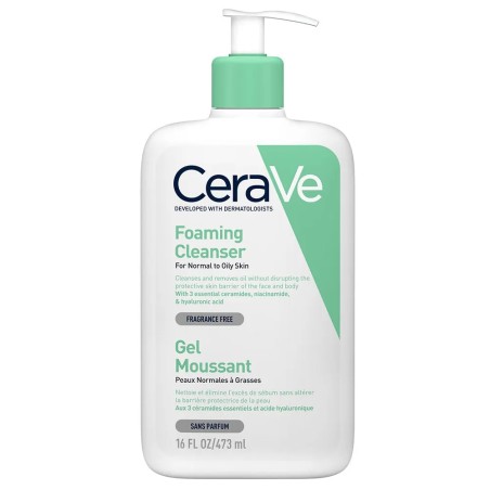 Cerave Cleanse Visage Gel Moussant Visage Et Cou Peaux Normales A Grasses 473 ml