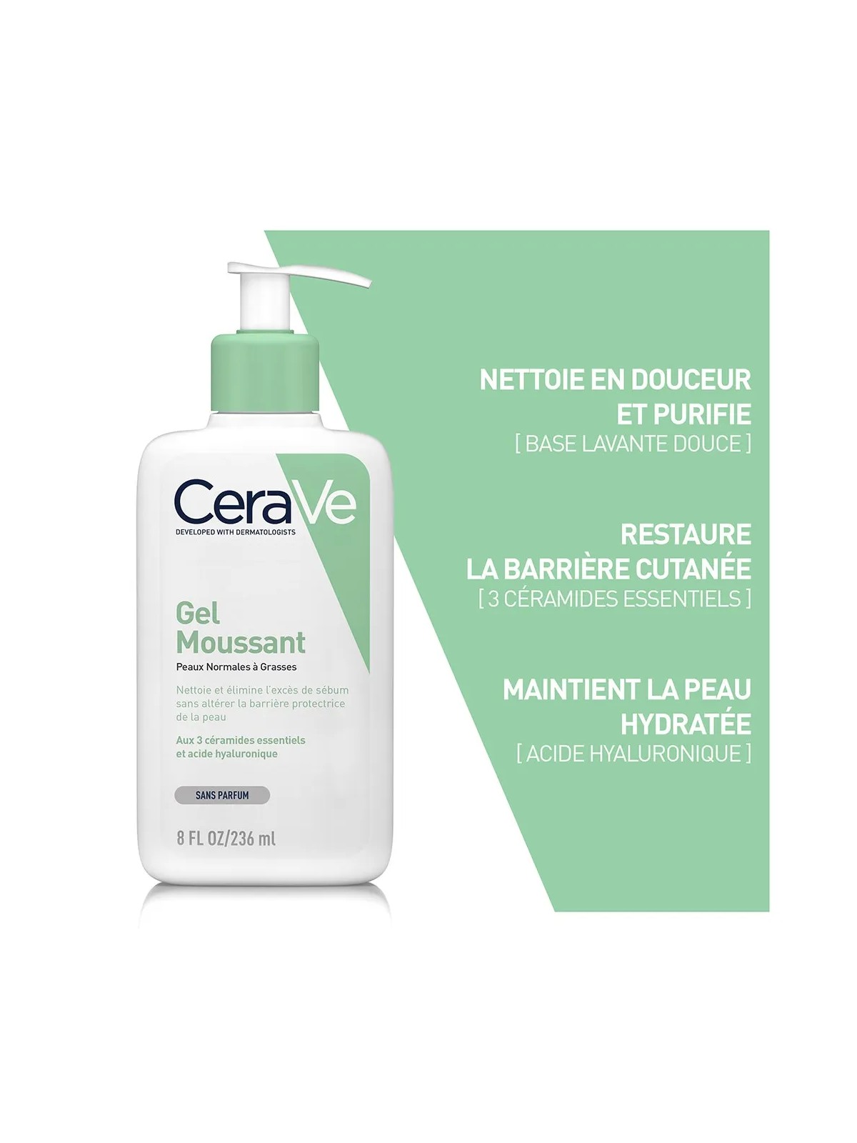 Cerave Cleanse Visage Gel Moussant Visage Et Cou Peaux Normales A Grasses 473 ml