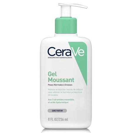 Cerave Cleanse Visage Gel Moussant Visage Et Cou Peaux Normales A Grasses 236ml