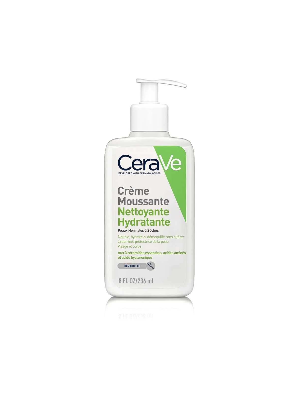 Cerave Cleanse Visage Creme Moussante Nettoyante Hydratante Peaux Normales à Sèches 236ml