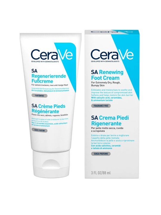 Cerave Body SA Creme Pieds Regenerante Pieds Tres Secs Abimes Rugueux 88ml