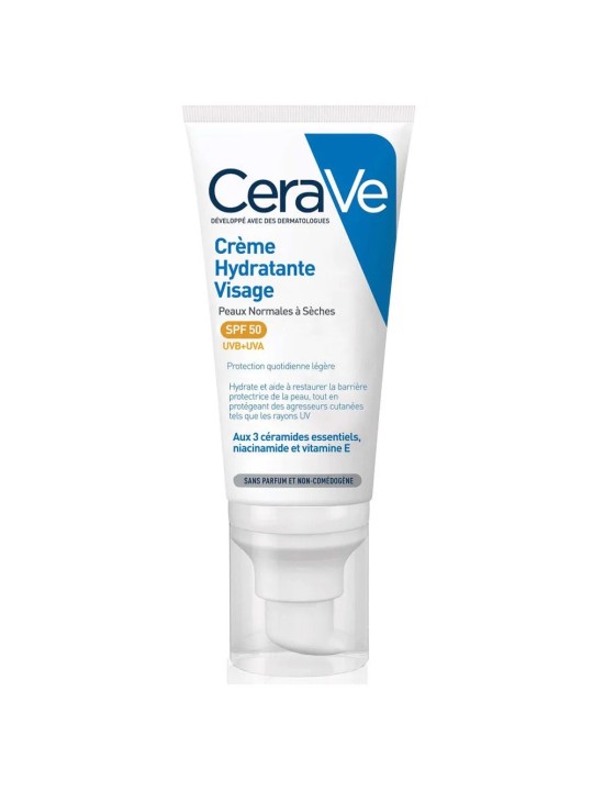 Cerave Crème Hydratante Visage SPF50 Peaux Normales à Sèches 52ml