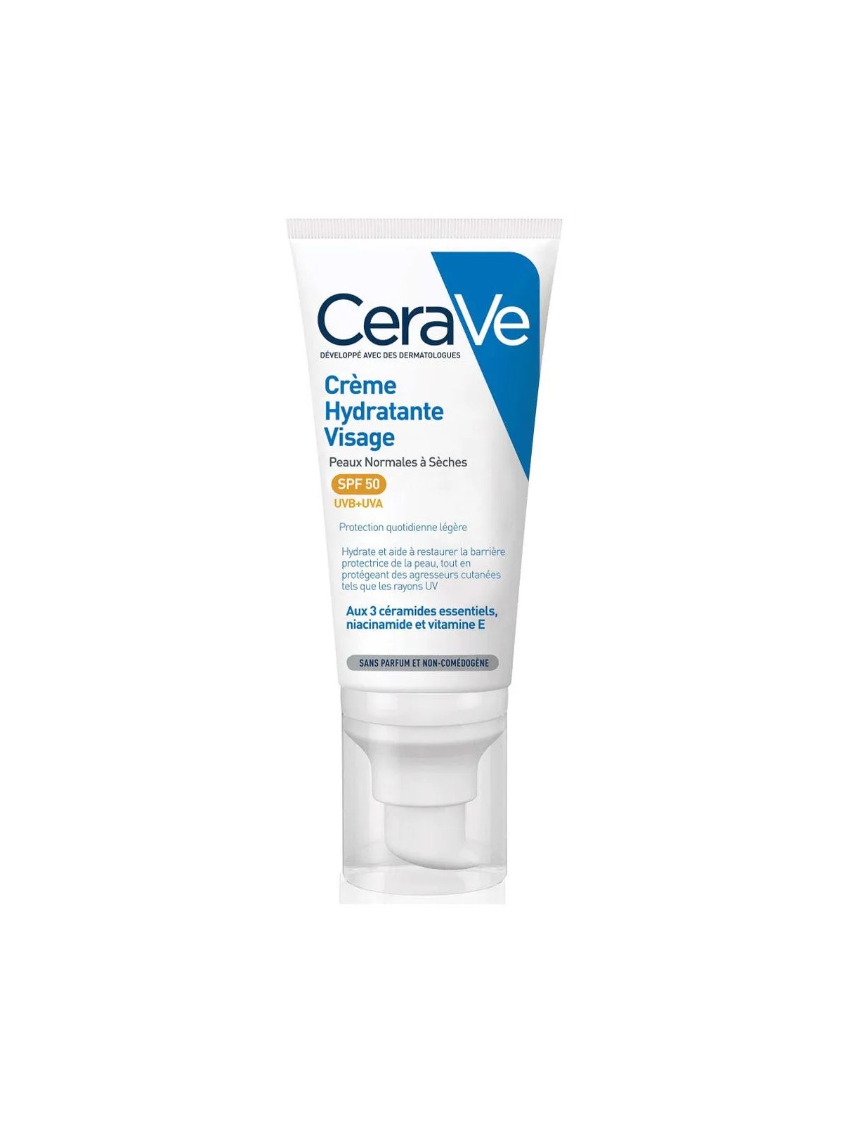 Cerave Crème Hydratante Visage SPF50 Peaux Normales à Sèches 52ml