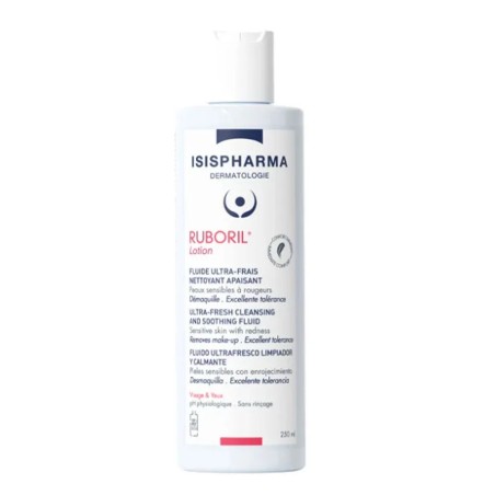 Isispharma Ruboril Lotion Fluide Ultra-Frais Nettoyant Apaisant Peaux Sensibles à Rougeurs 250ml