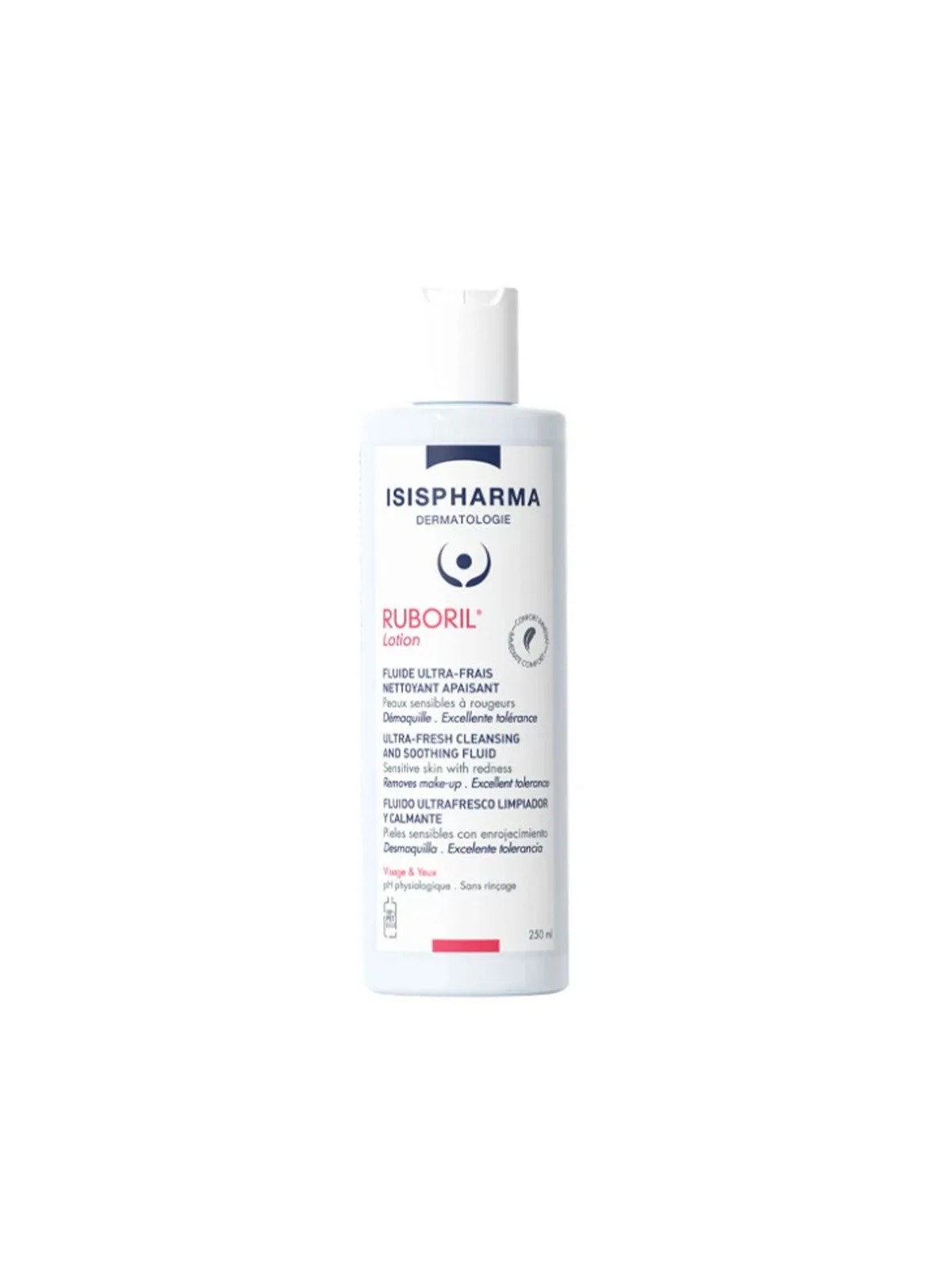 Isispharma Ruboril Lotion Fluide Ultra-Frais Nettoyant Apaisant Peaux Sensibles à Rougeurs 250ml