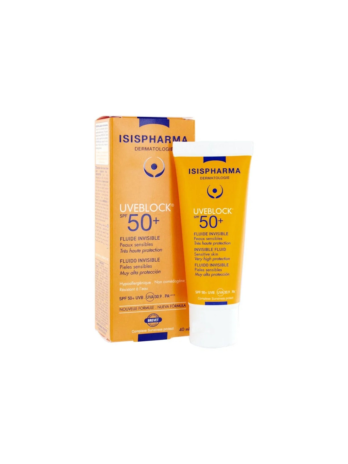 Isispharma Uveblock Fluide Invisible Spf50+ Peaux Sensibles 40ml