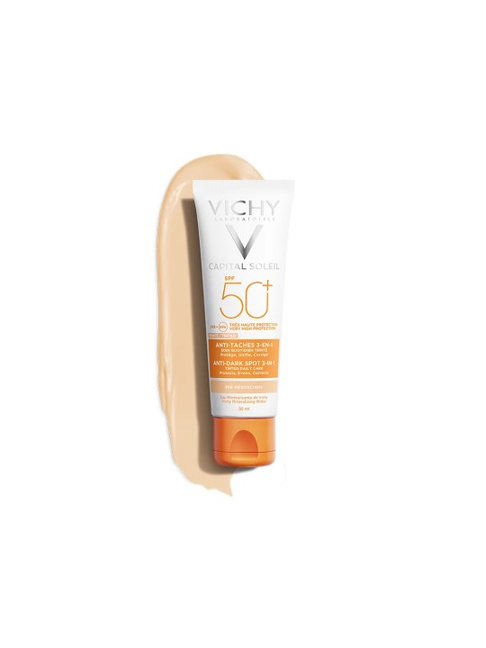 Vichy Ideal Soleil Soin Anti Taches Teinte 3-en-1 Tres Haute Protection Spf50+ 50ml