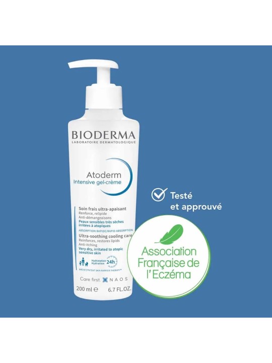 Bioderma Atoderm Gel-crème soin frais ultra-apaisant Intensive Peaux Sensibles Visage et Corps 200ml