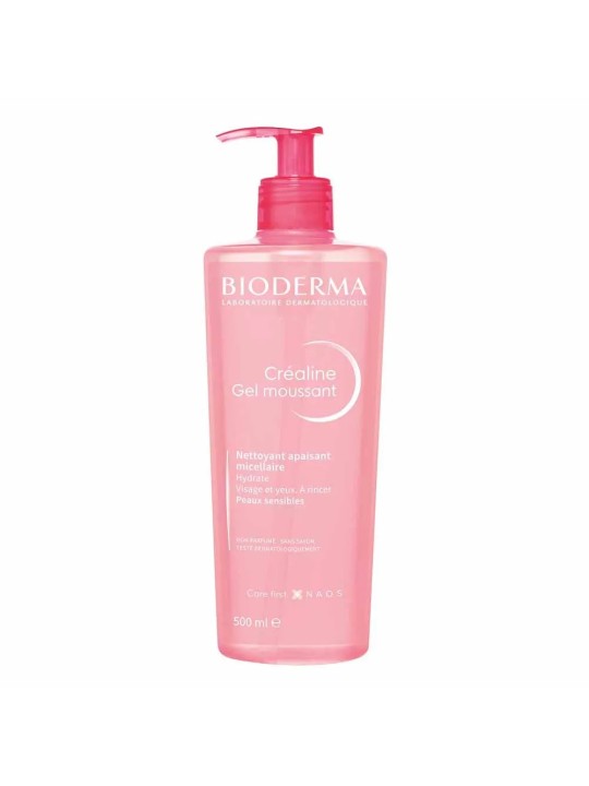 Bioderma Crealine Gel moussant Nettoyant apaisant micellaire Peaux sensibles 500ml