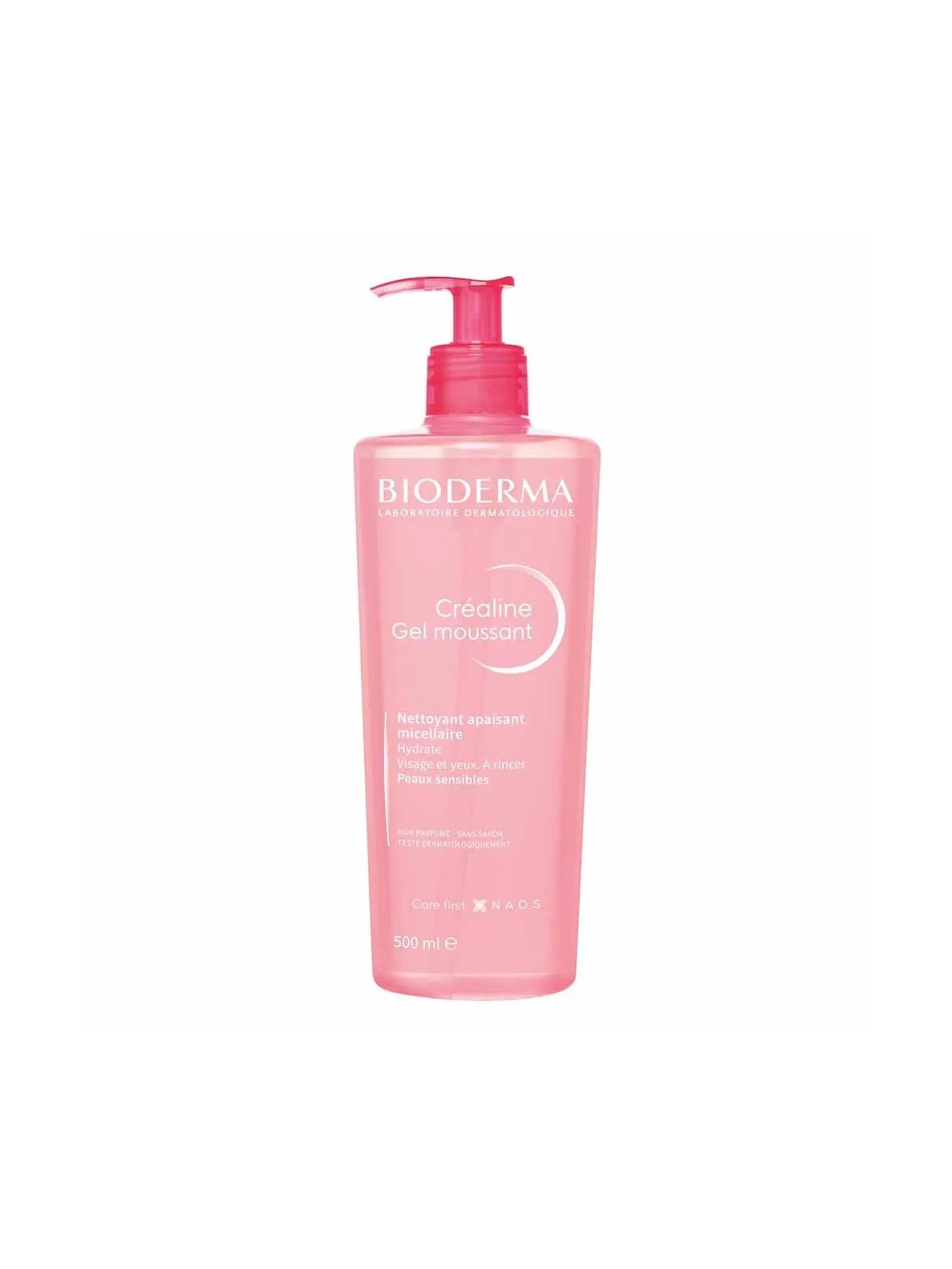 Bioderma Crealine Gel moussant Nettoyant apaisant micellaire Peaux sensibles 500ml