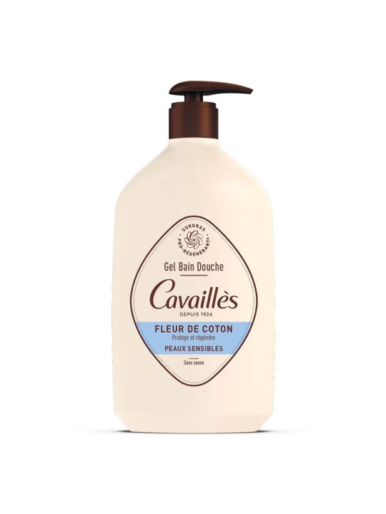 Cavaillès Gel Bain et Douche Fleur de coton Peaux sensibles 1L