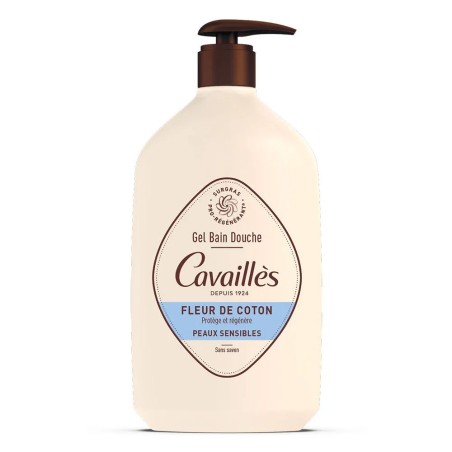 Cavaillès Gel Bain et Douche Fleur de coton Peaux sensibles 1L