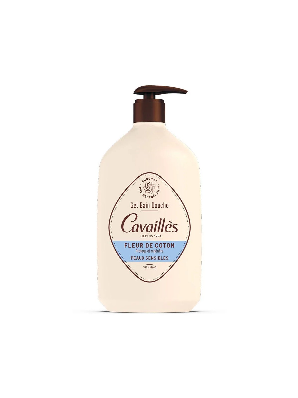 Cavaillès Gel Bain et Douche Fleur de coton Peaux sensibles 1L