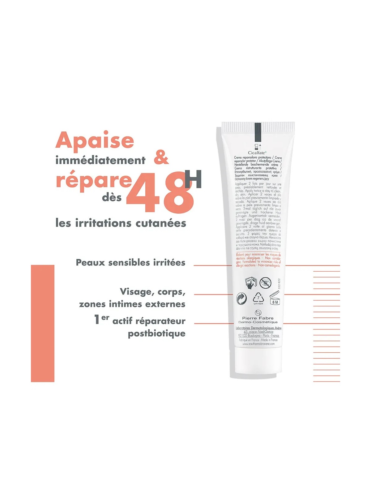 Avène Cicalfate+ Crème Réparatrice Protectrice Peaux Sensibles Et Irritées 40ml