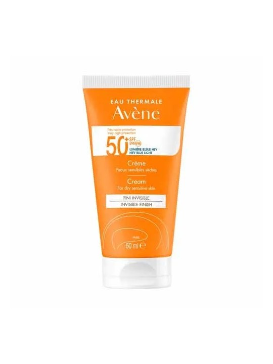 Avène Solaire Crème 50+ UVB UVA Lumière Bleue HEV Peaux sensibles sèches 50ml