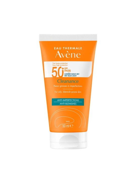 Avène Cleanance Crème Solaire SPF50+ UVB UVA Lumière Bleue HEV Peaux grasses à imperfections 50ml