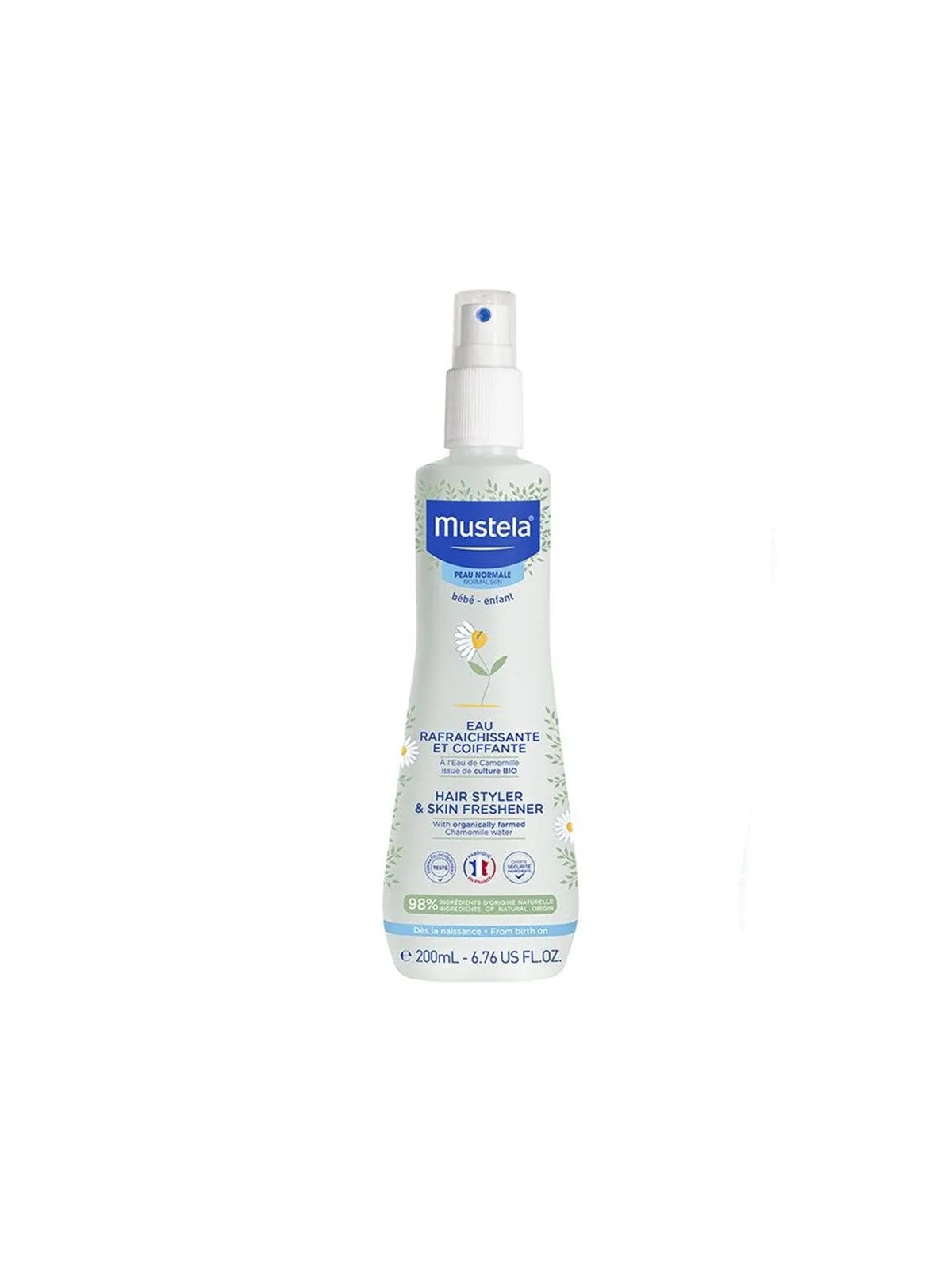 Mustela Eau rafraichissante et coiffante Bébé à l'Eau de Camomille Bio 200ml