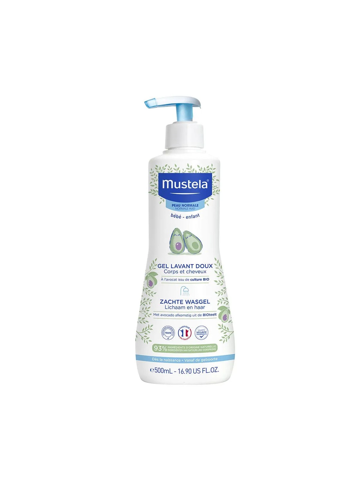 Mustela Gel Lavant Doux Corps Et Cheveux Peaux Normales 500ml