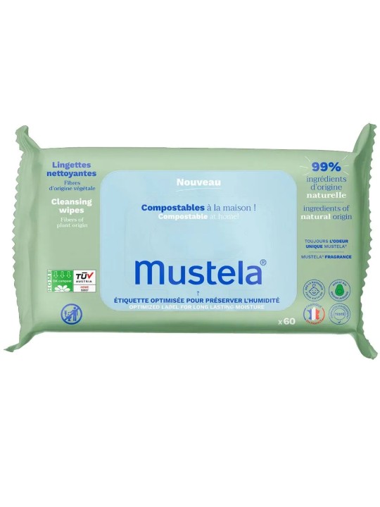 Mustela Lingettes Nettoyantes Compostables Parfumées x60