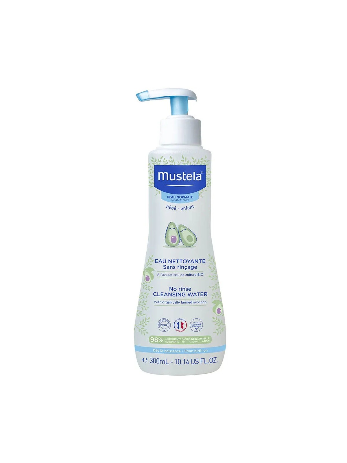 Mustela Eau Nettoyante Sans Rincage Visage Et Siege Peaux Normales 300ml