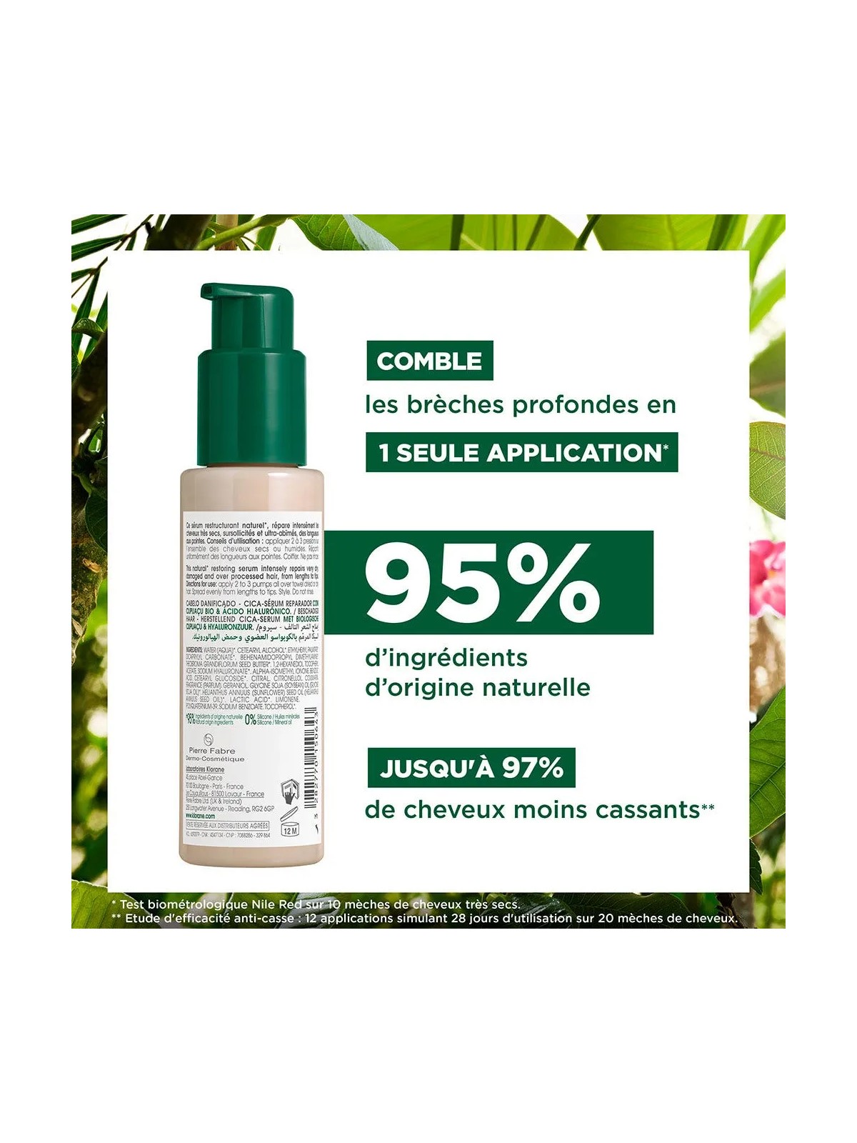 Klorane Cica-sérum Réparateur au Cupuaçu BIO & acide hyaluronique Cheveux très secs, abîmés 100ml