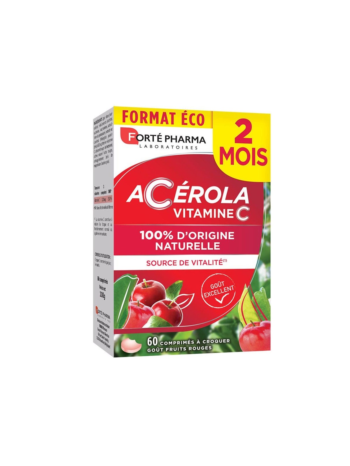 Forté Pharma Acérola Riche en Vitamine C naturelle 60 comprimés à croquer