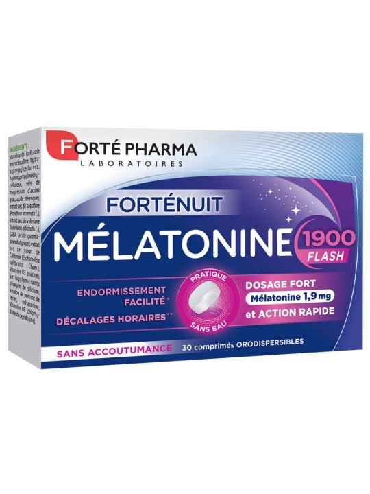 Forté Pharma Forté Nuit Mélatonine 1900 Flash Fort dosage sans accoutumance 30 comprimés orodispersibles