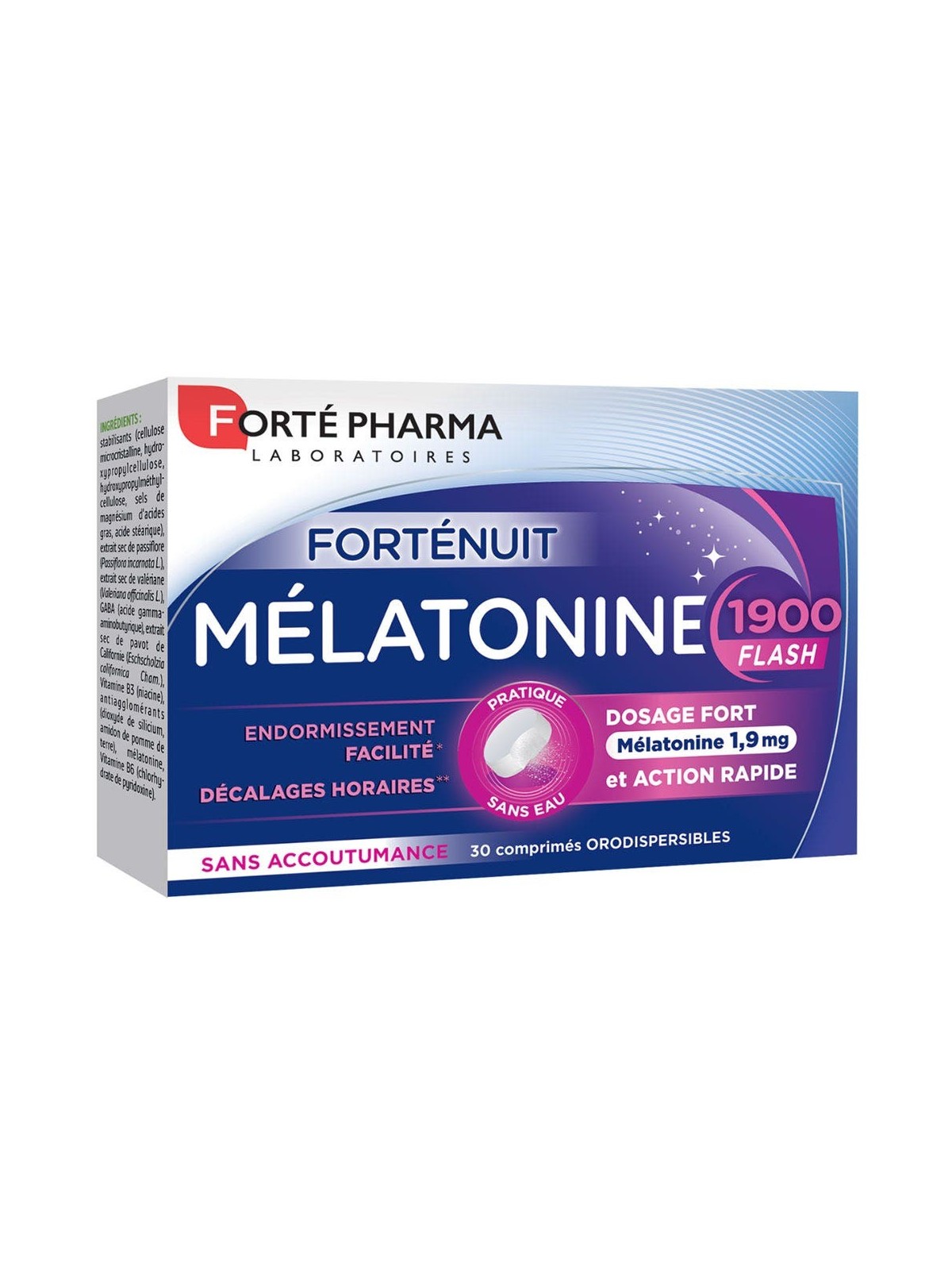 Forté Pharma Forté Nuit Mélatonine 1900 Flash Fort dosage sans accoutumance 30 comprimés orodispersibles