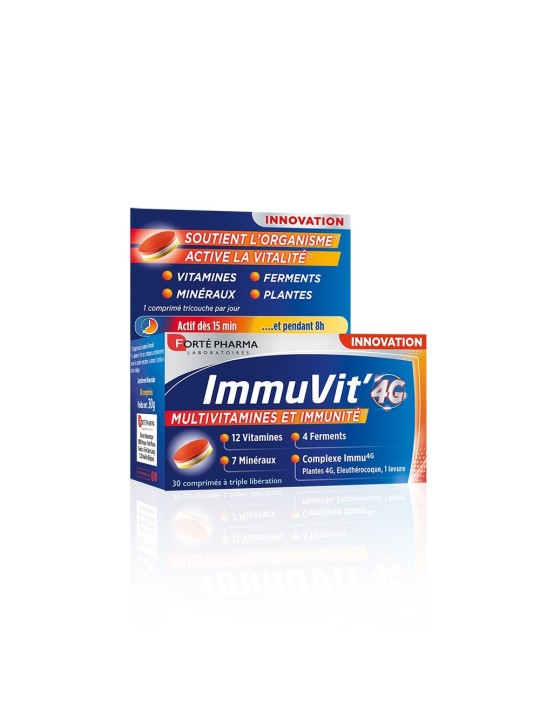 Forté Pharma ImmuVit'4G Immunité Adulte Vitamines Minéraux et Ferments 30 comprimés tri-couches