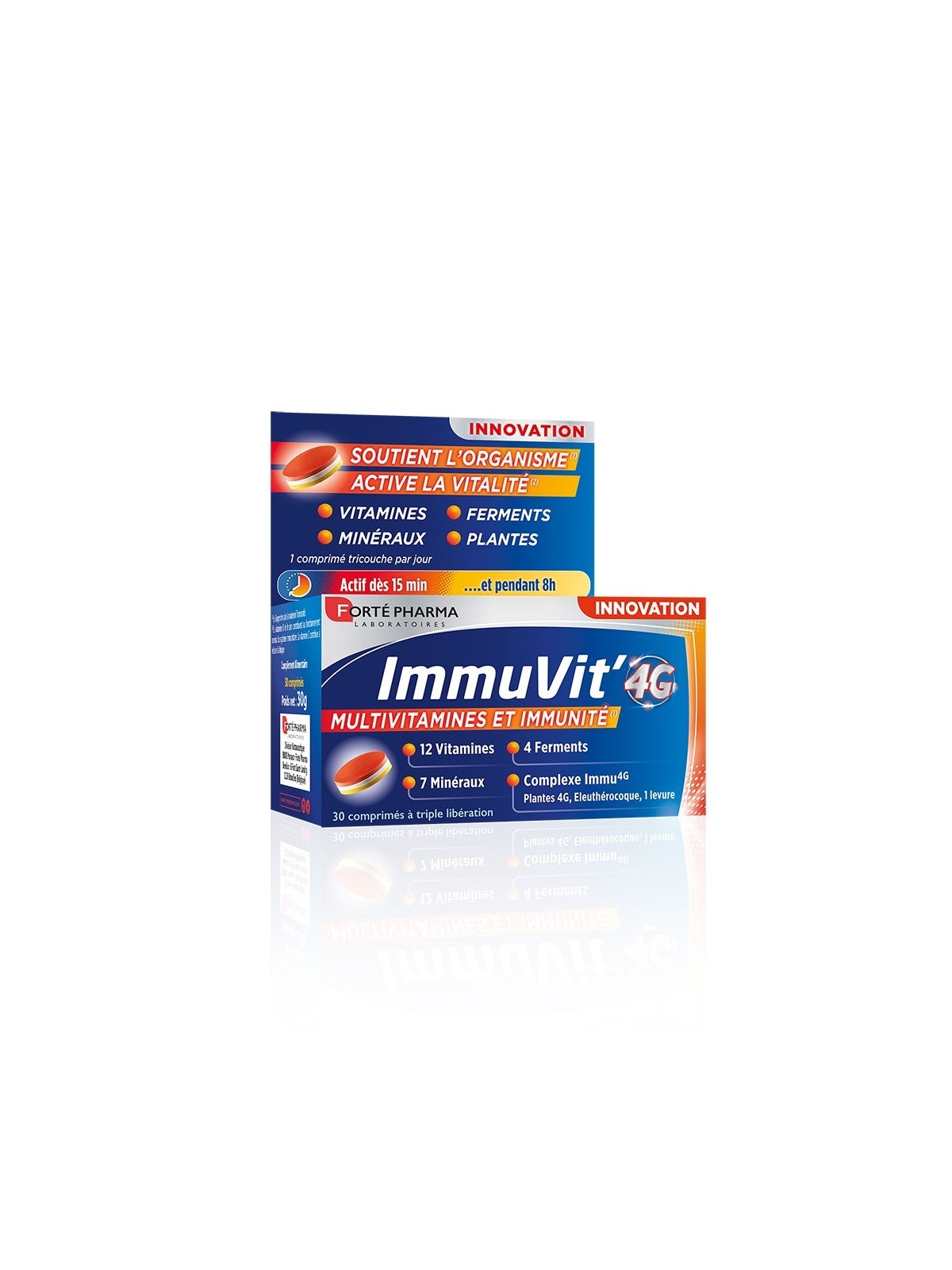 Forté Pharma ImmuVit'4G Immunité Adulte Vitamines Minéraux et Ferments 30 comprimés tri-couches