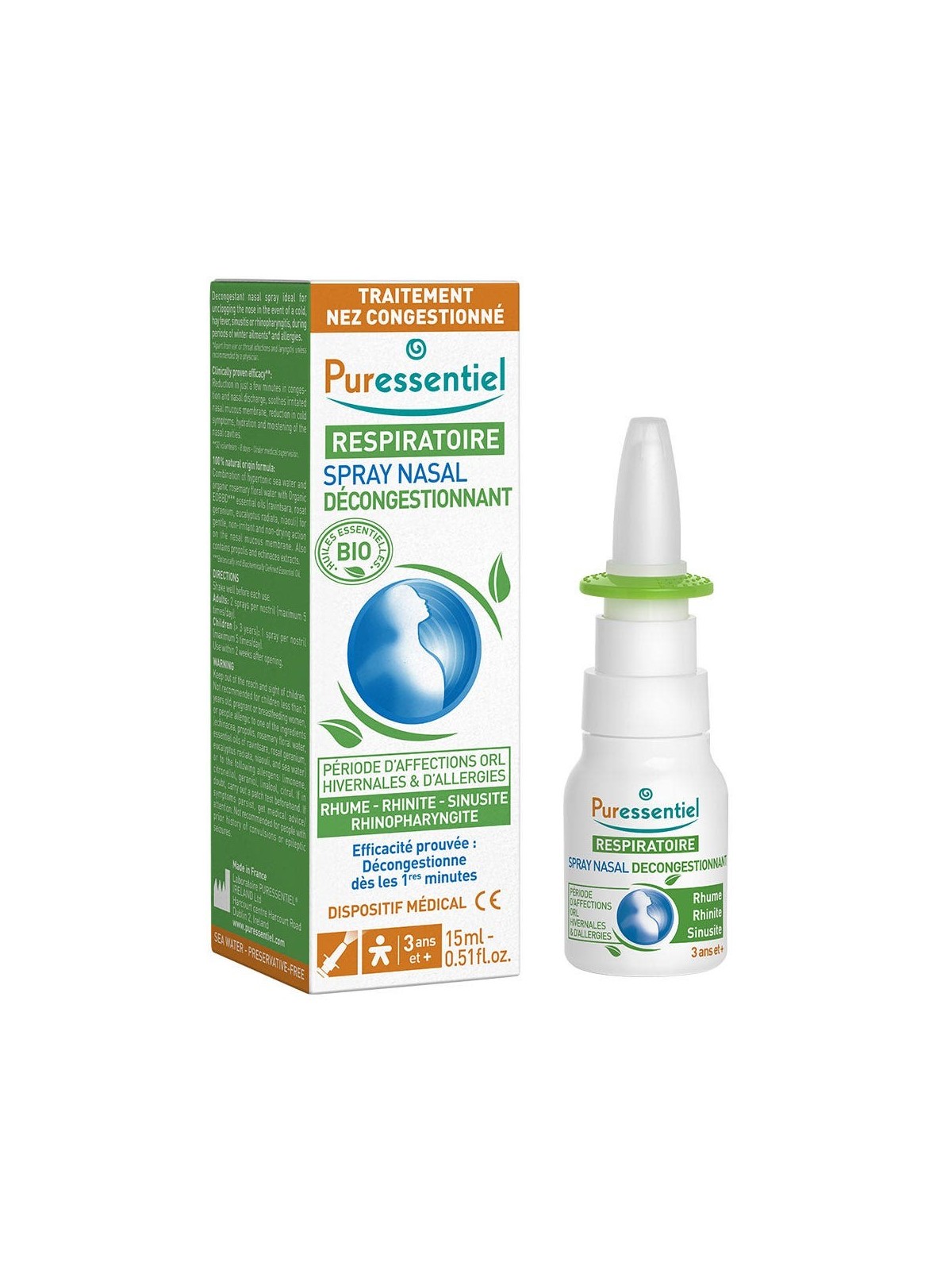 Puressentiel Respiratoire Spray Nasal Decongestionnant 15ml