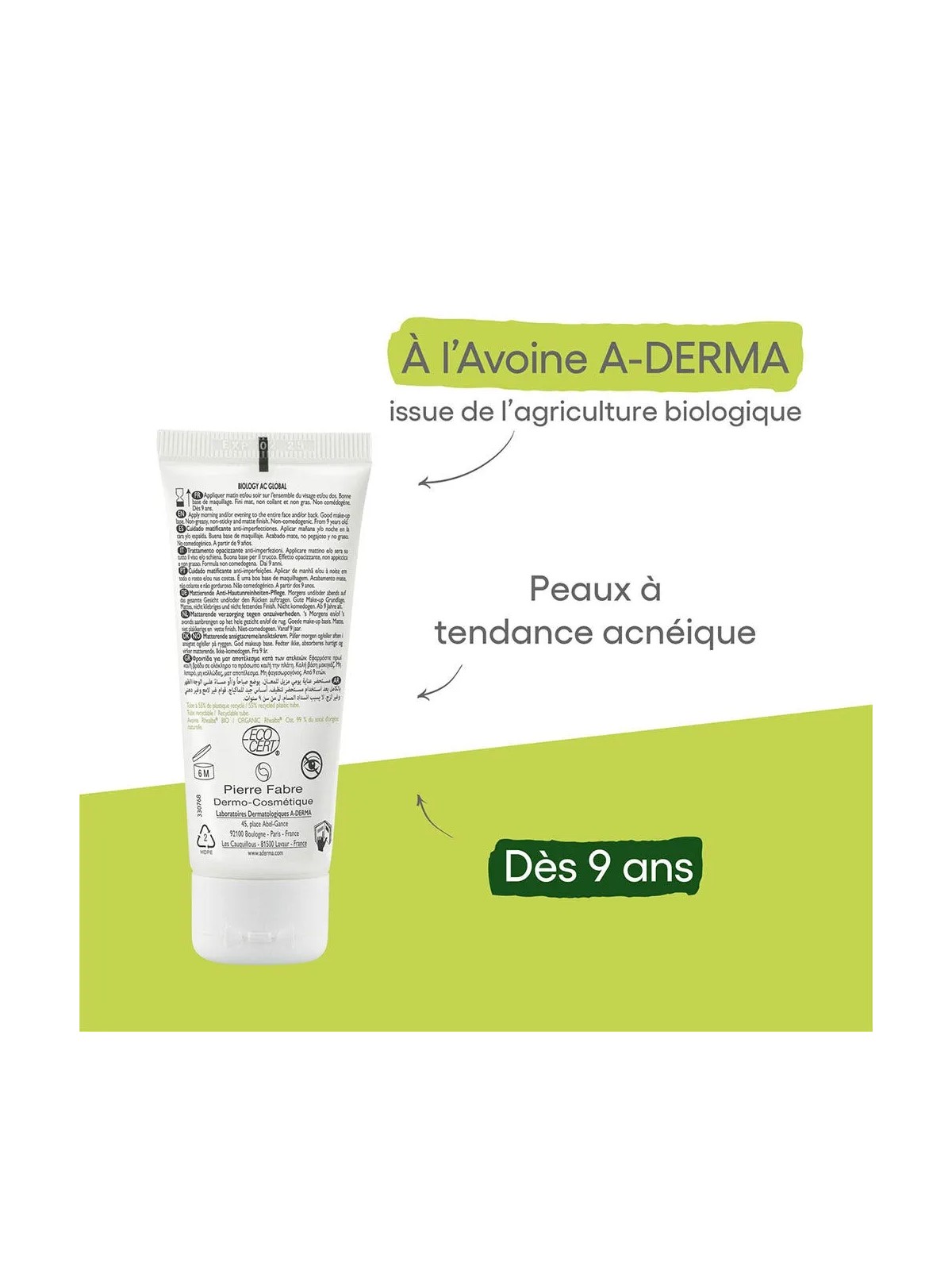 A-Derma Biology AC Soin Matifiant Anti-imperfections Bio Global 40ml