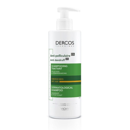 Vichy Dercos Shampooing Anti-Pelliculaire Traitant Pellicules et Démangeaisons Cheveux Secs 390ml