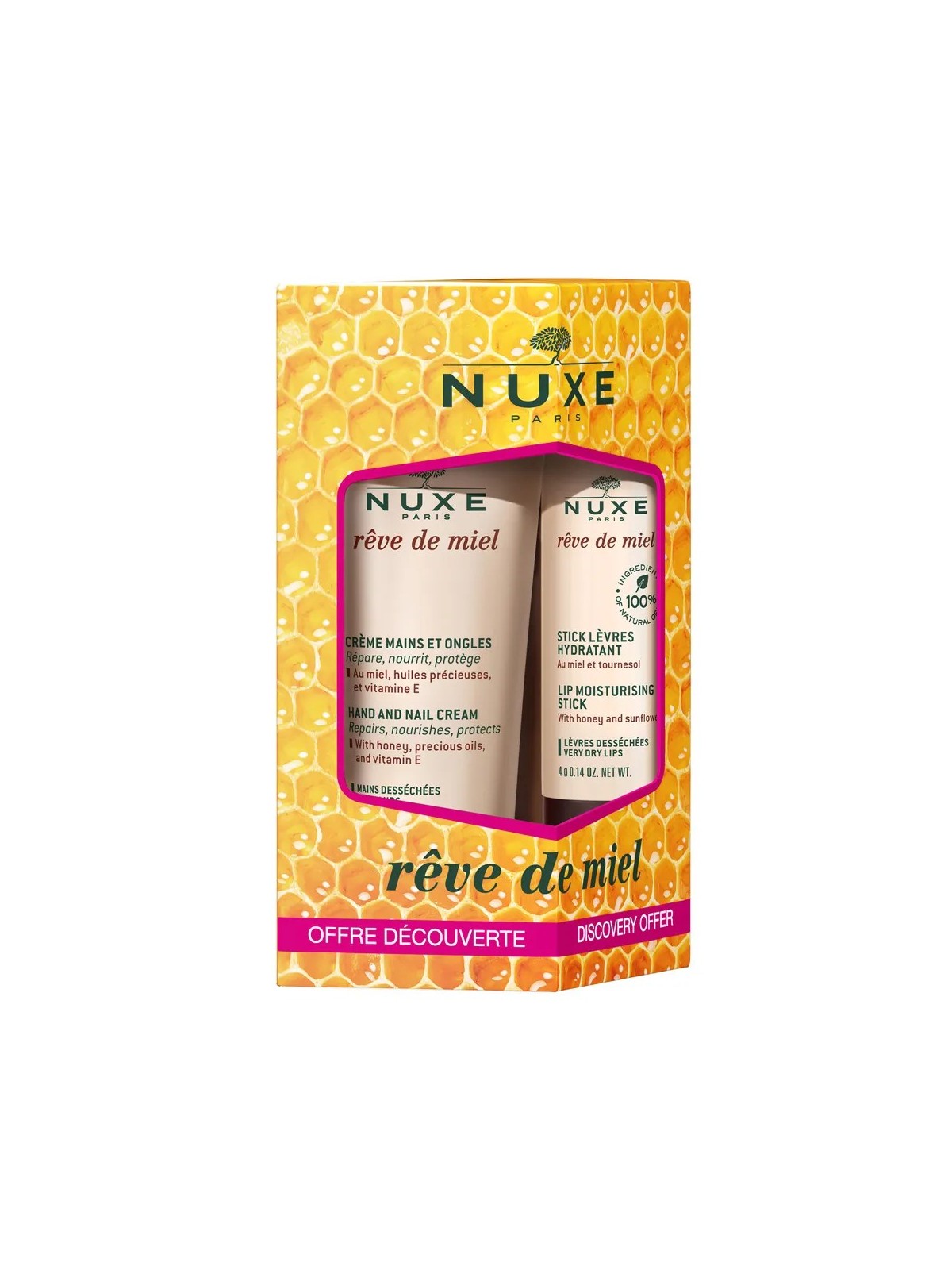 Nuxe Reve De Miel Creme Mains Et Ongles + Stick Levres Hydratant