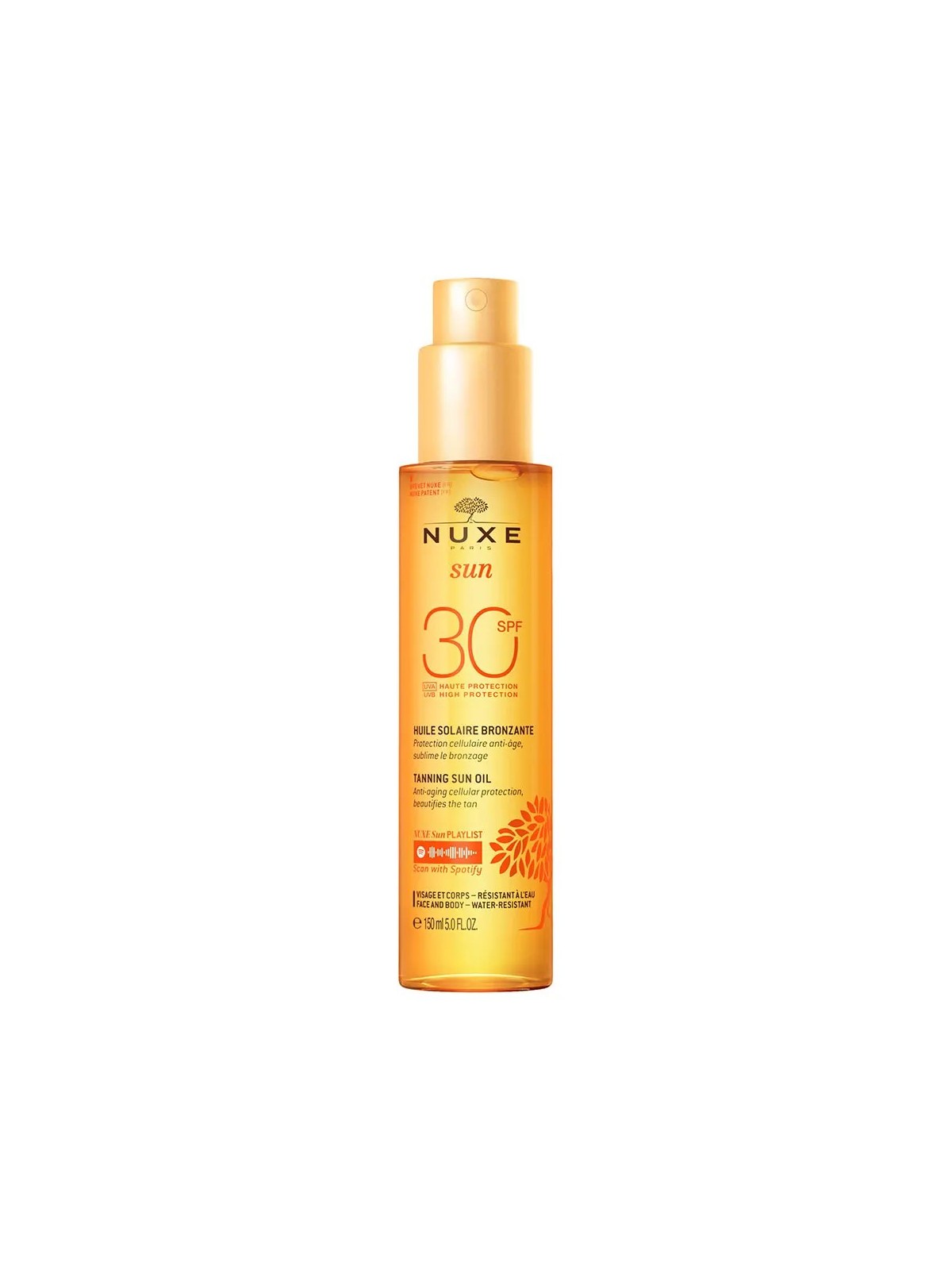 Nuxe Sun Huile Bronzante Visage Et Corps Haute Protection Spf30 150ml