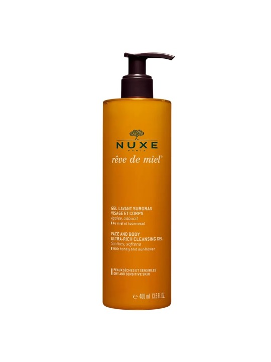 Nuxe Reve De Miel Gel Nettoyant Et Demaquillant Visage Peaux Seches Et Sensibles 400ml