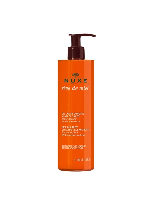 Nuxe Reve De Miel Gel Nettoyant Et Demaquillant Visage Peaux Seches Et Sensibles 400ml